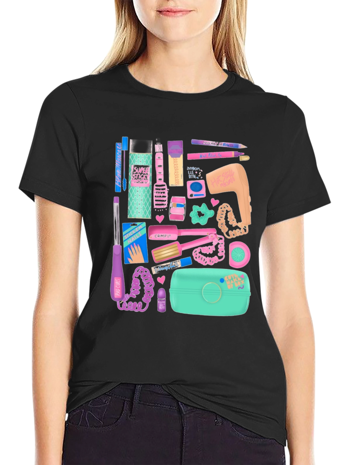 Camiseta Negra Estampado Nostalgia Años 90