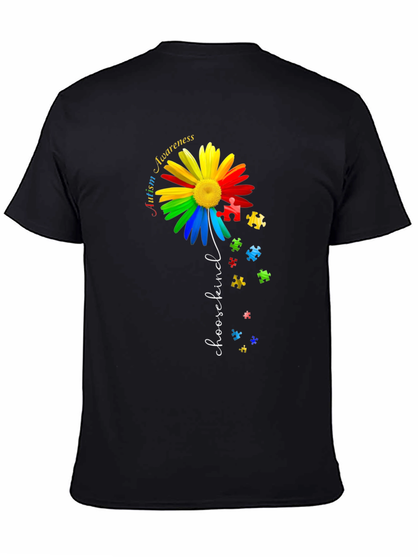 Camiseta Negra Con Diseño De Concienciación Sobre El Autismo
