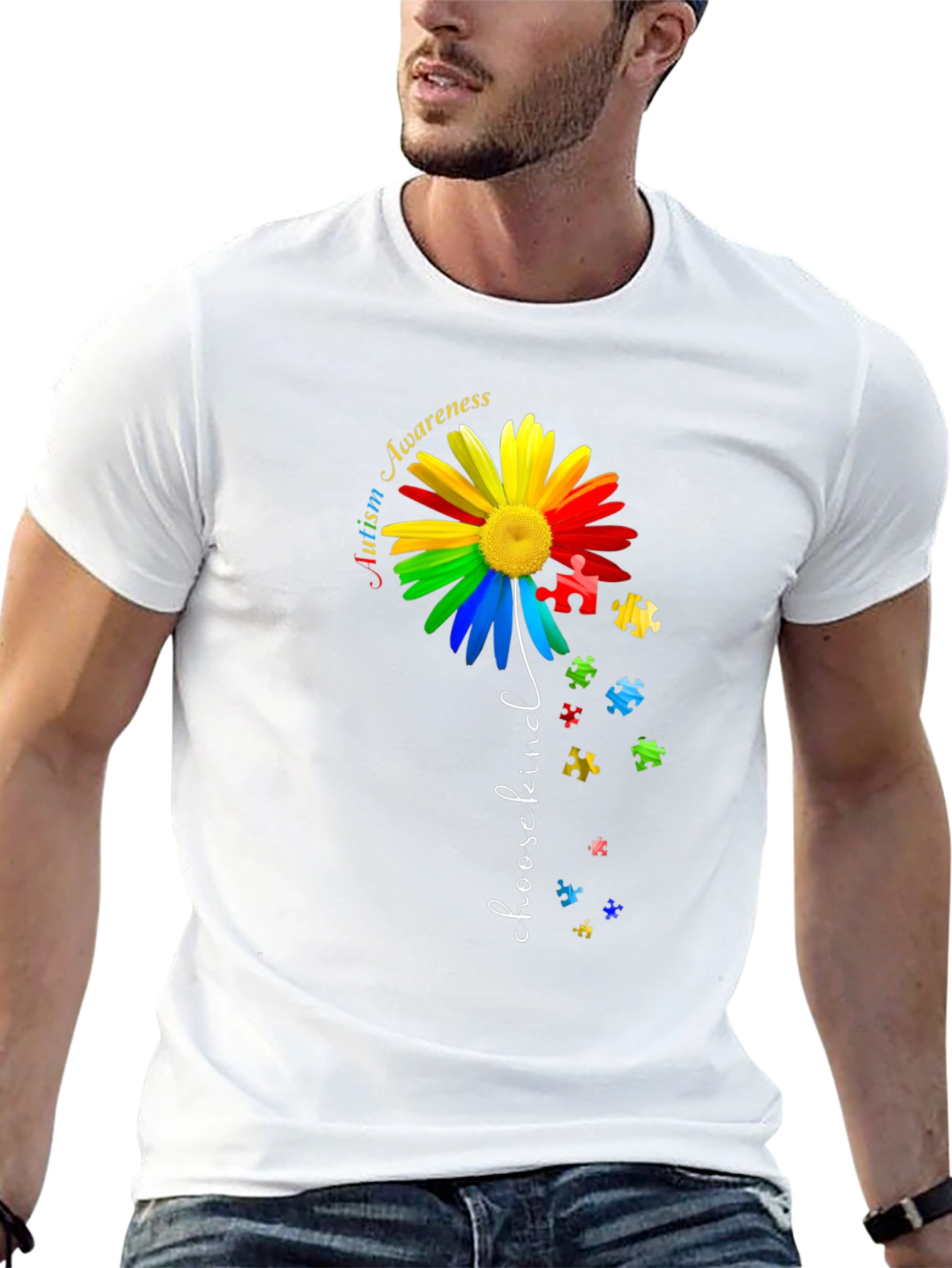 Camiseta Negra Con Diseño De Concienciación Sobre El Autismo