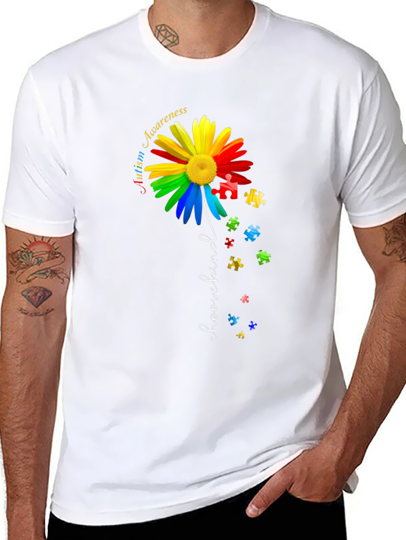 Camiseta Negra Con Diseño De Concienciación Sobre El Autismo