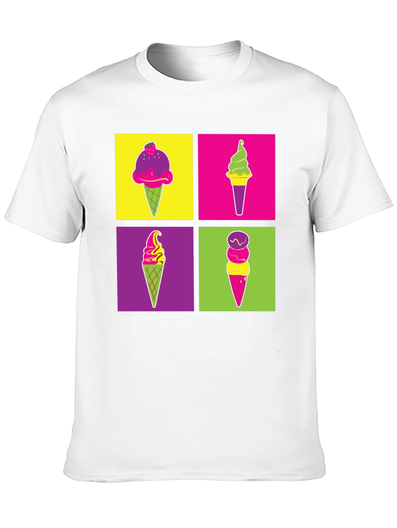 Camiseta Negra con Diseño Pop Art de Helados