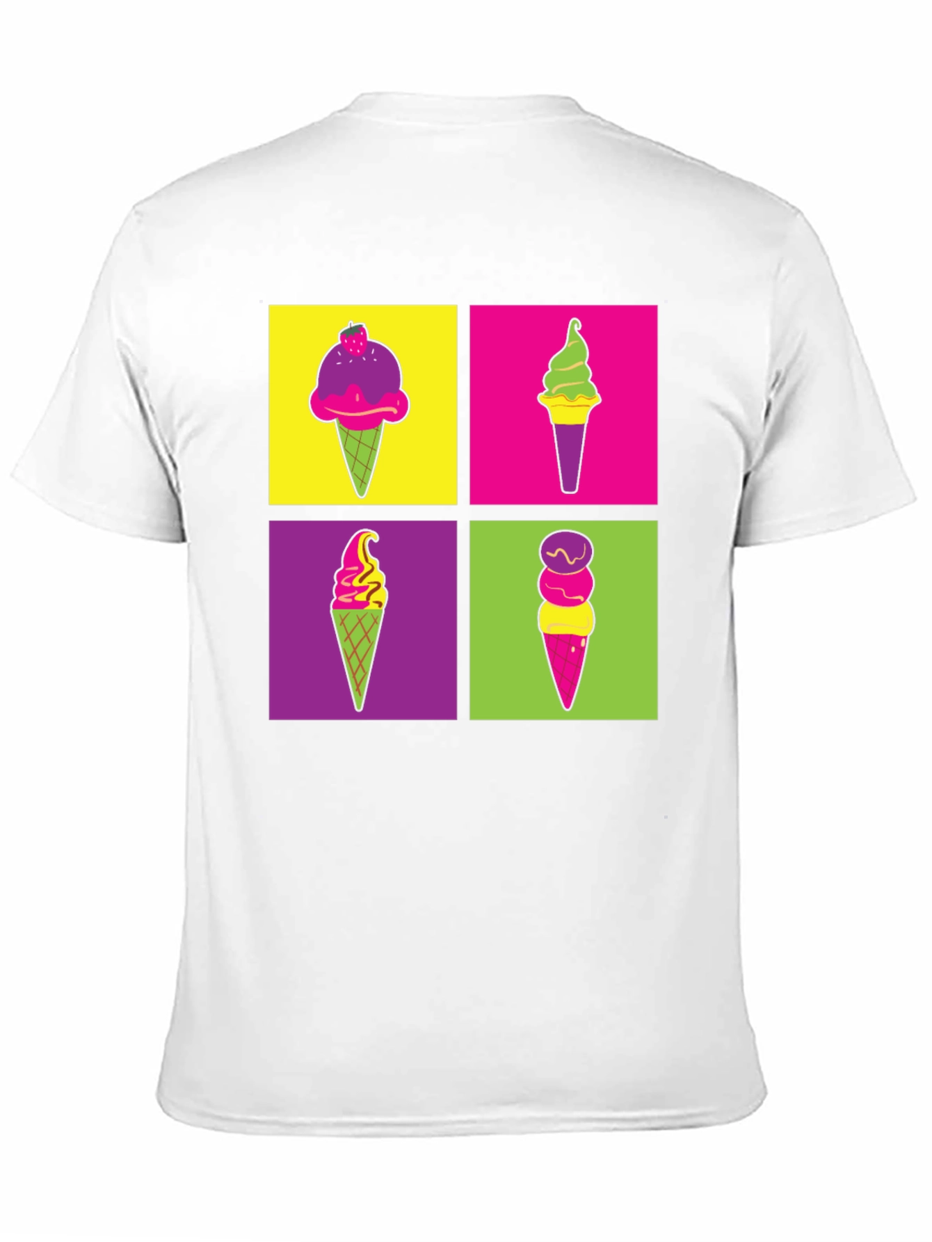 Camiseta Negra con Diseño Pop Art de Helados