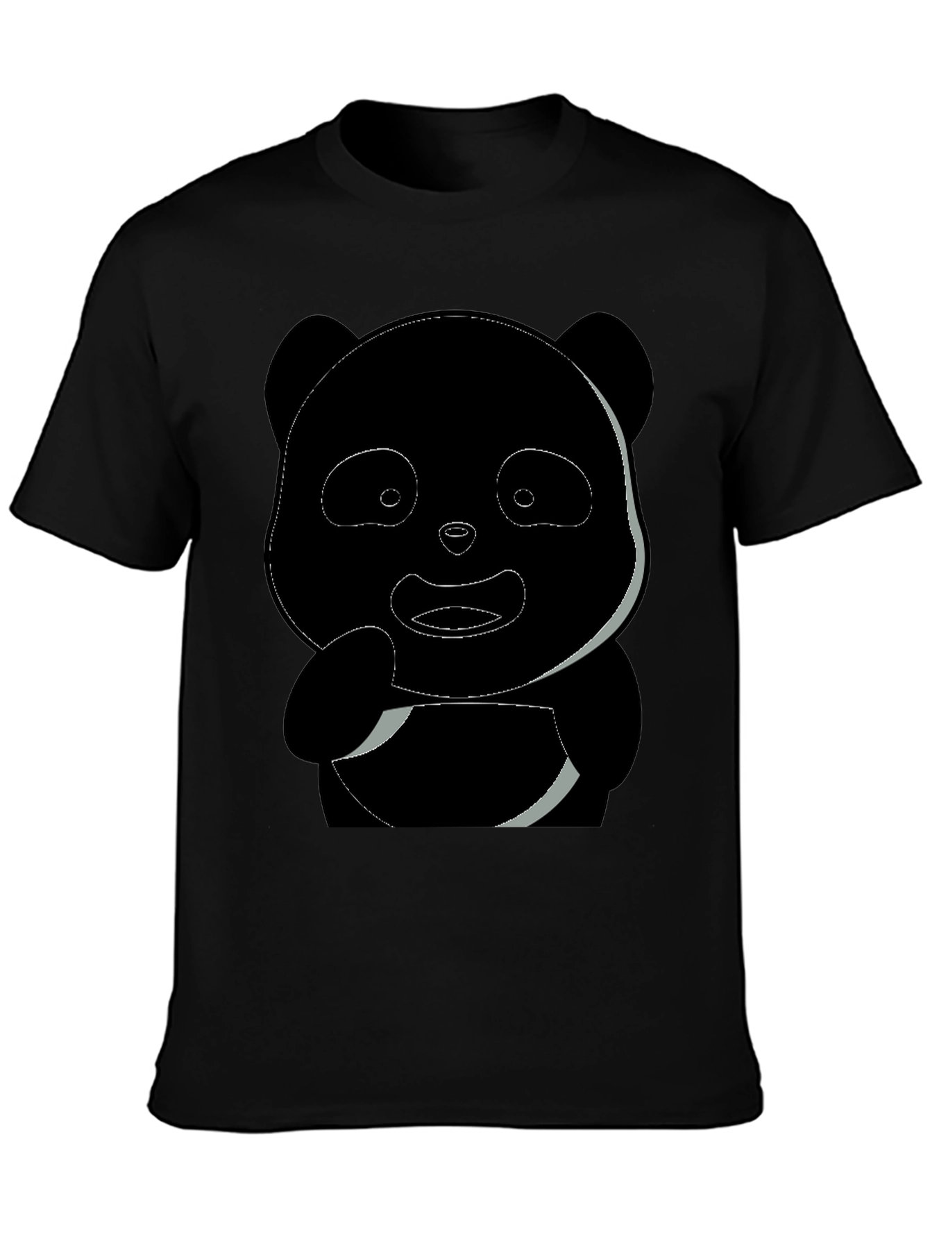 Camiseta Negra Panda Diseño Casual