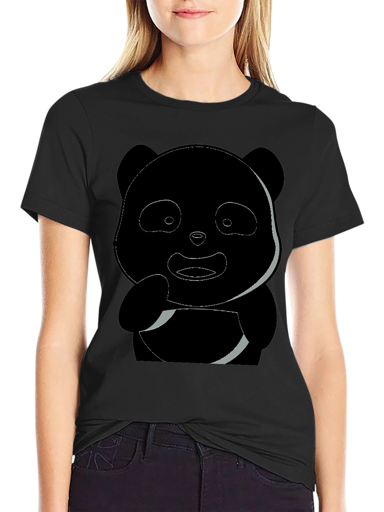 Camiseta Negra Panda Diseño Casual