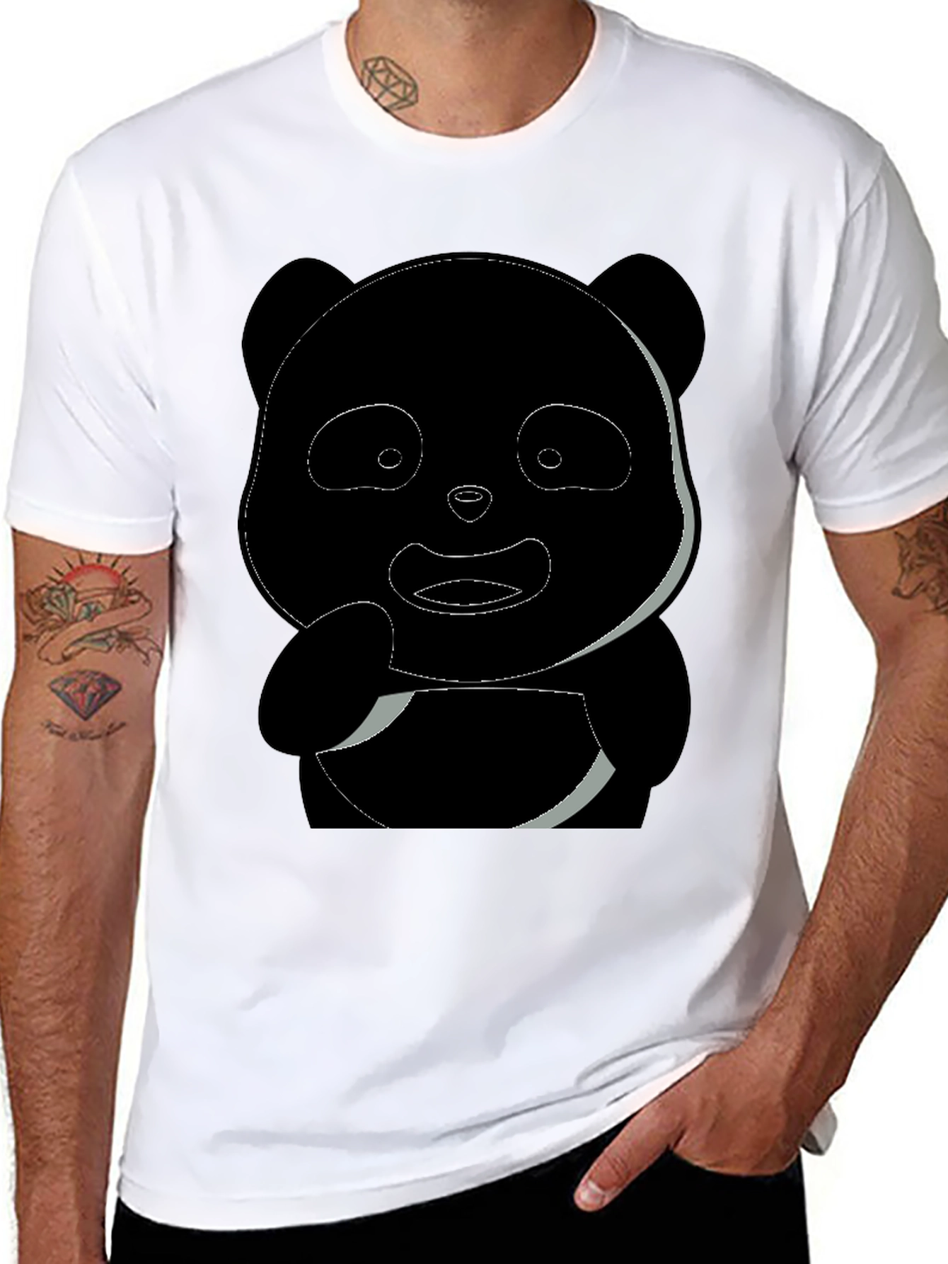 Camiseta Negra Panda Diseño Casual
