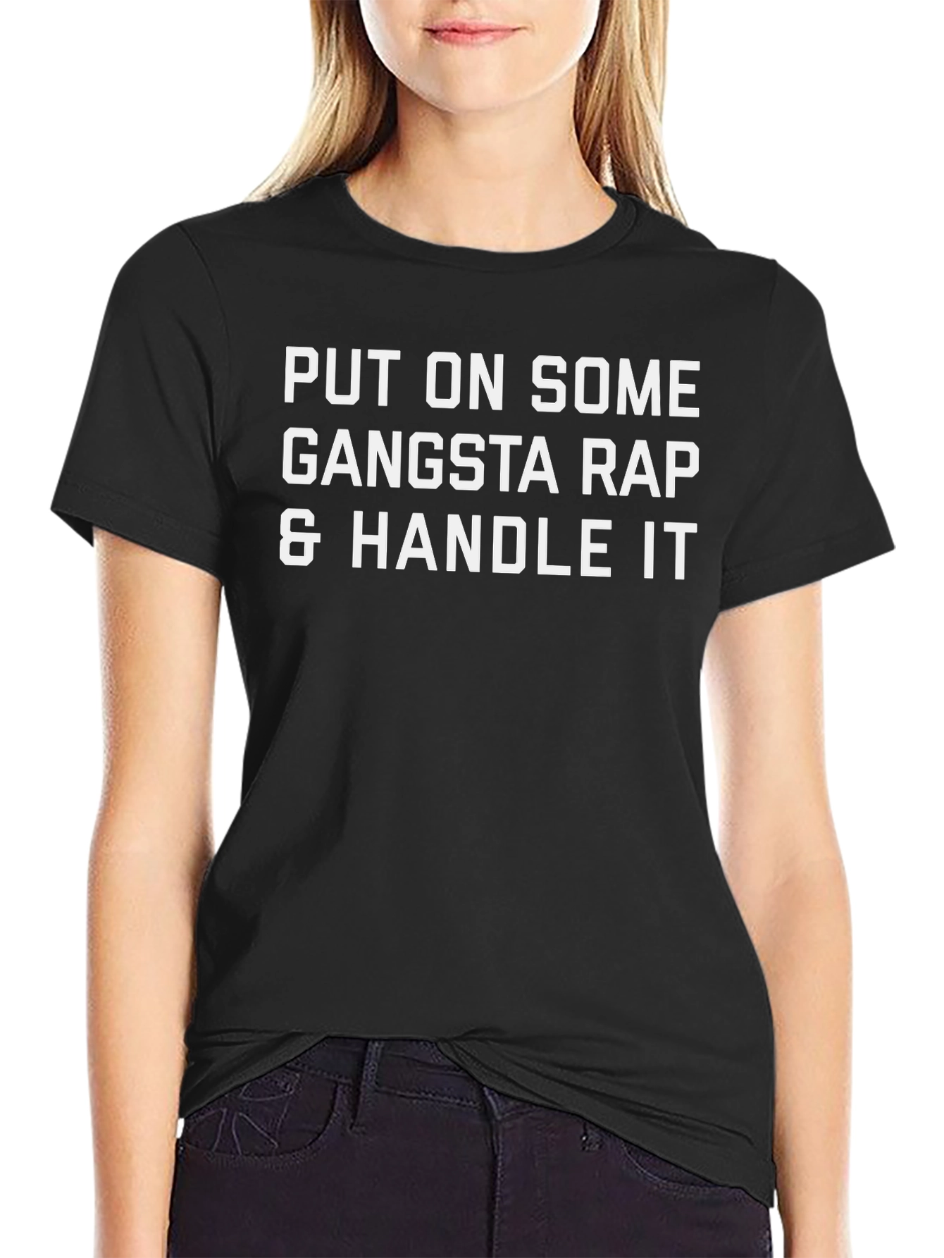 Camiseta Negra con Texto: Gangsta Rap