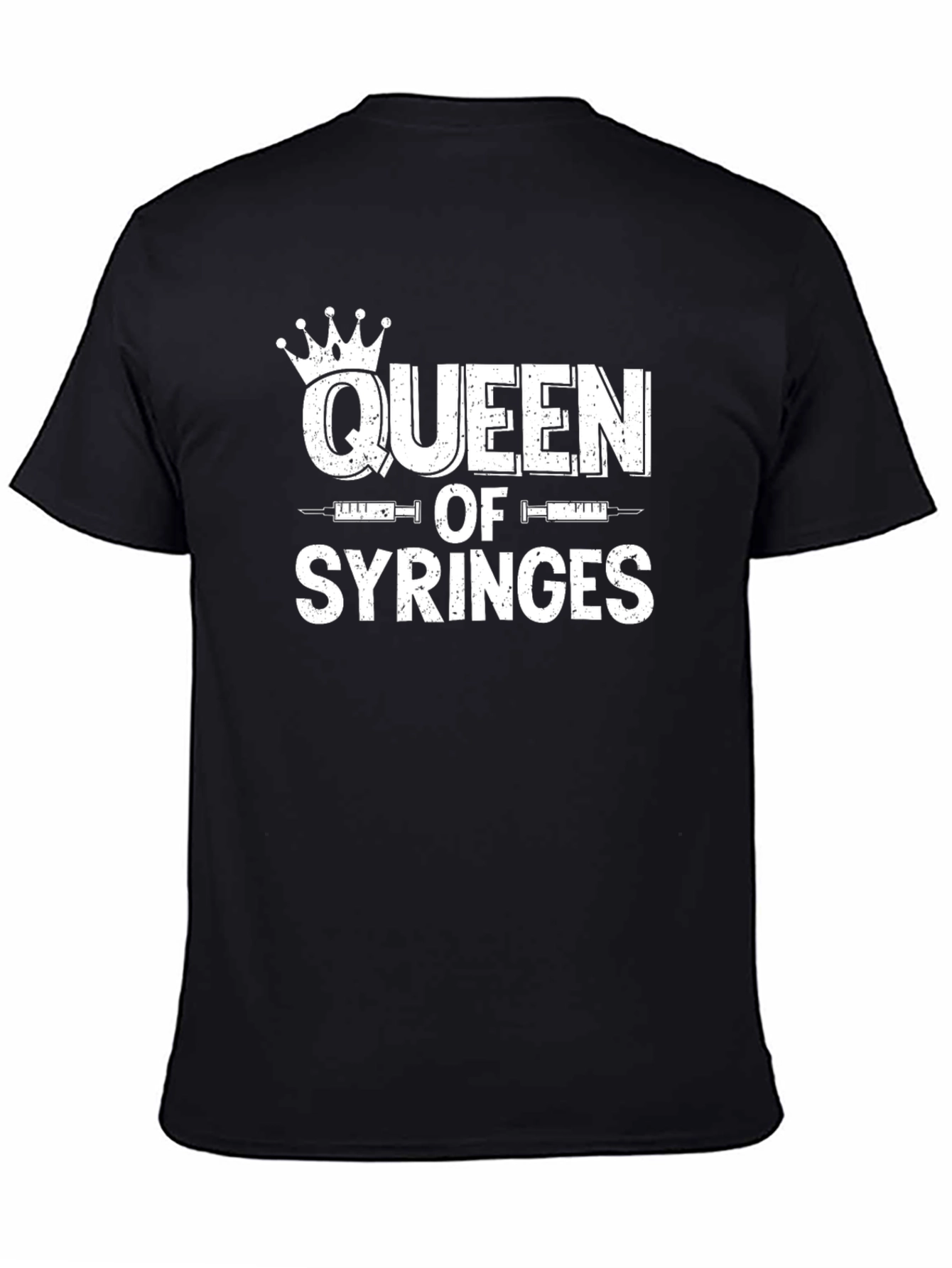Camiseta Negra Queen of Syringes para Enfermeras