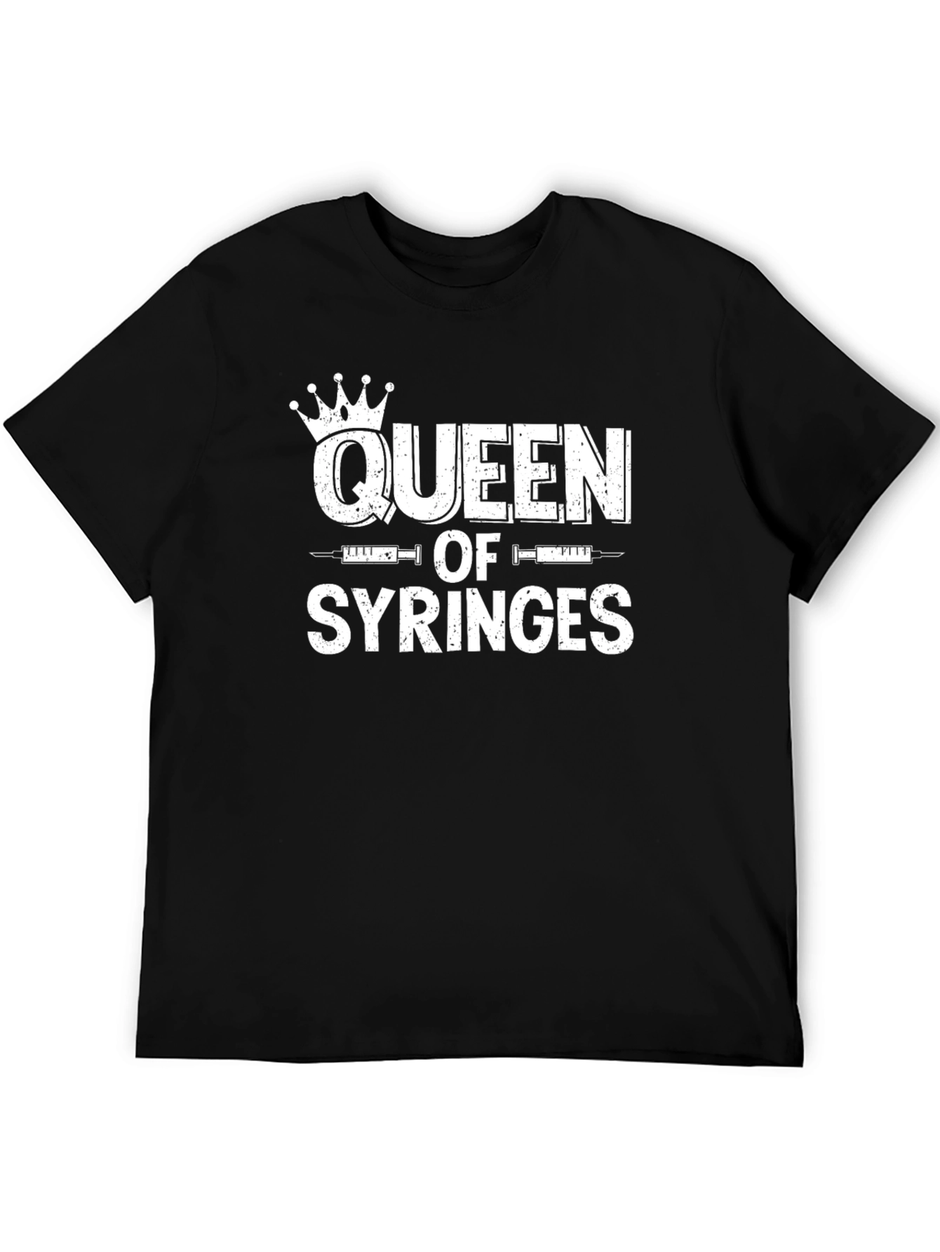 Camiseta Negra Queen of Syringes para Enfermeras