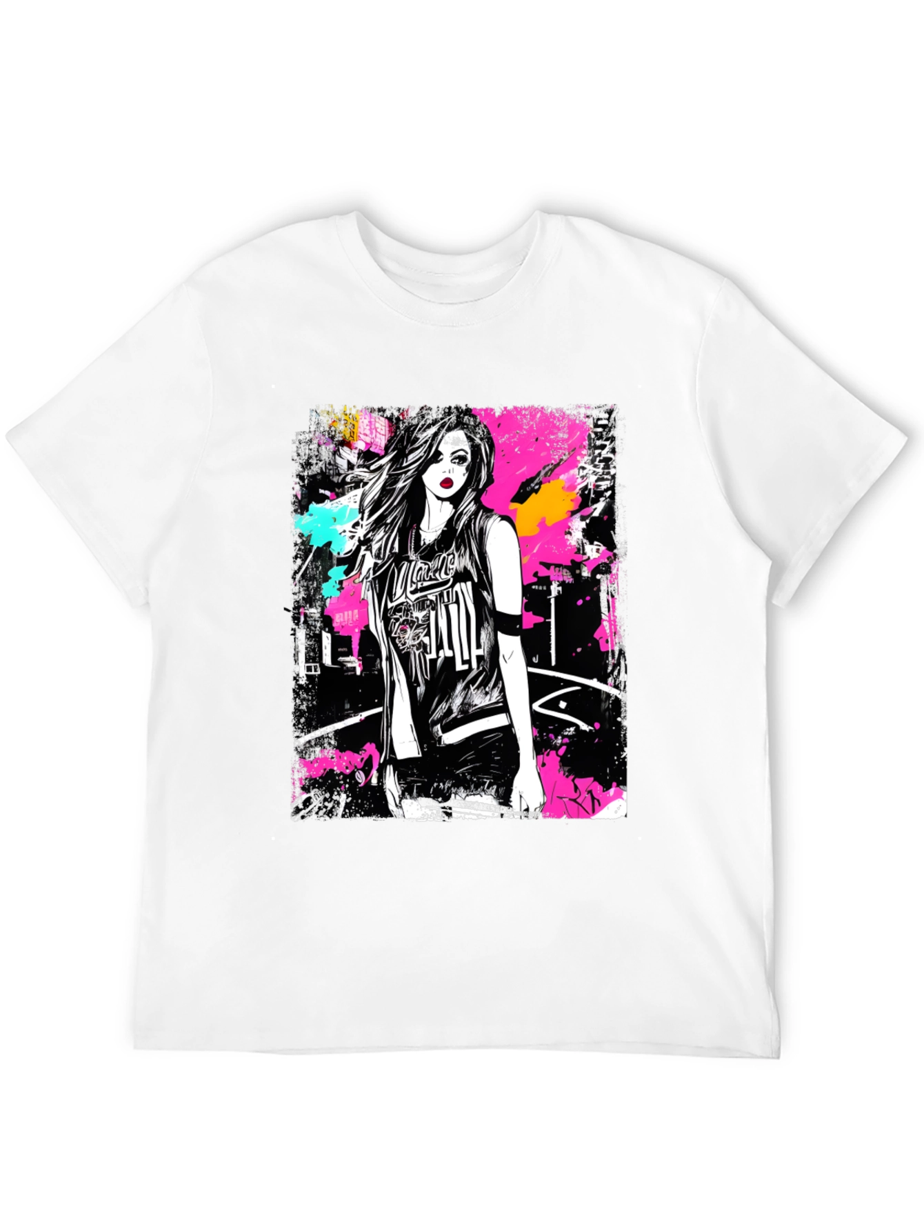 Camiseta Negra Estampada con Diseño Urbano