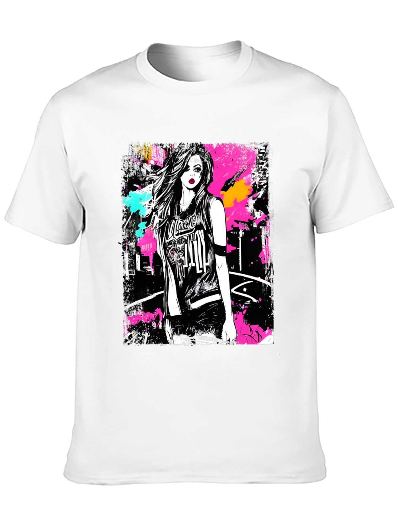 Camiseta Negra Estampada con Diseño Urbano