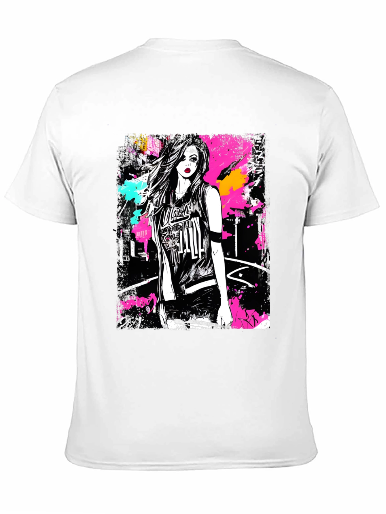 Camiseta Negra Estampada con Diseño Urbano