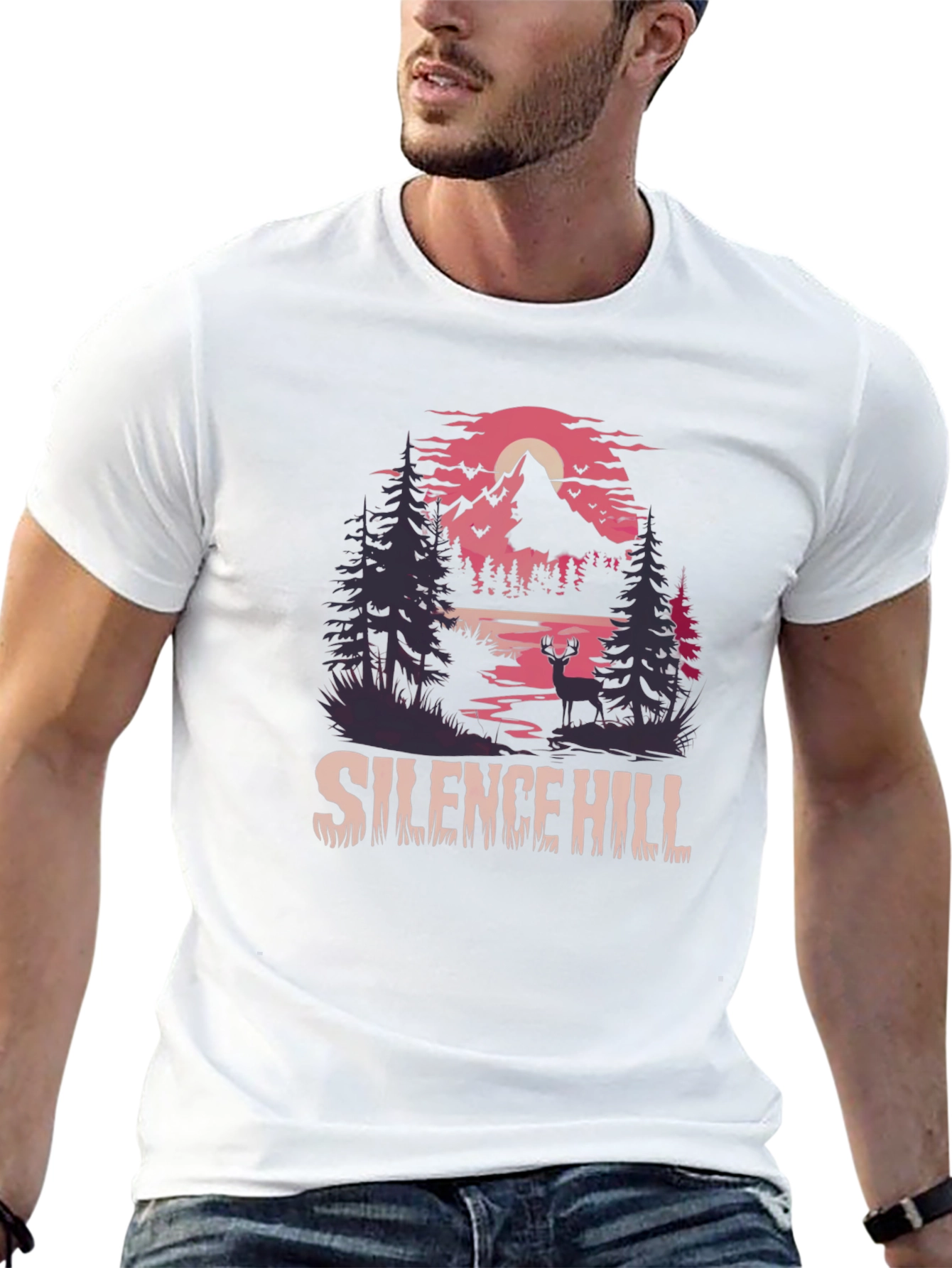 Camiseta Negra Silent Hill Estampada