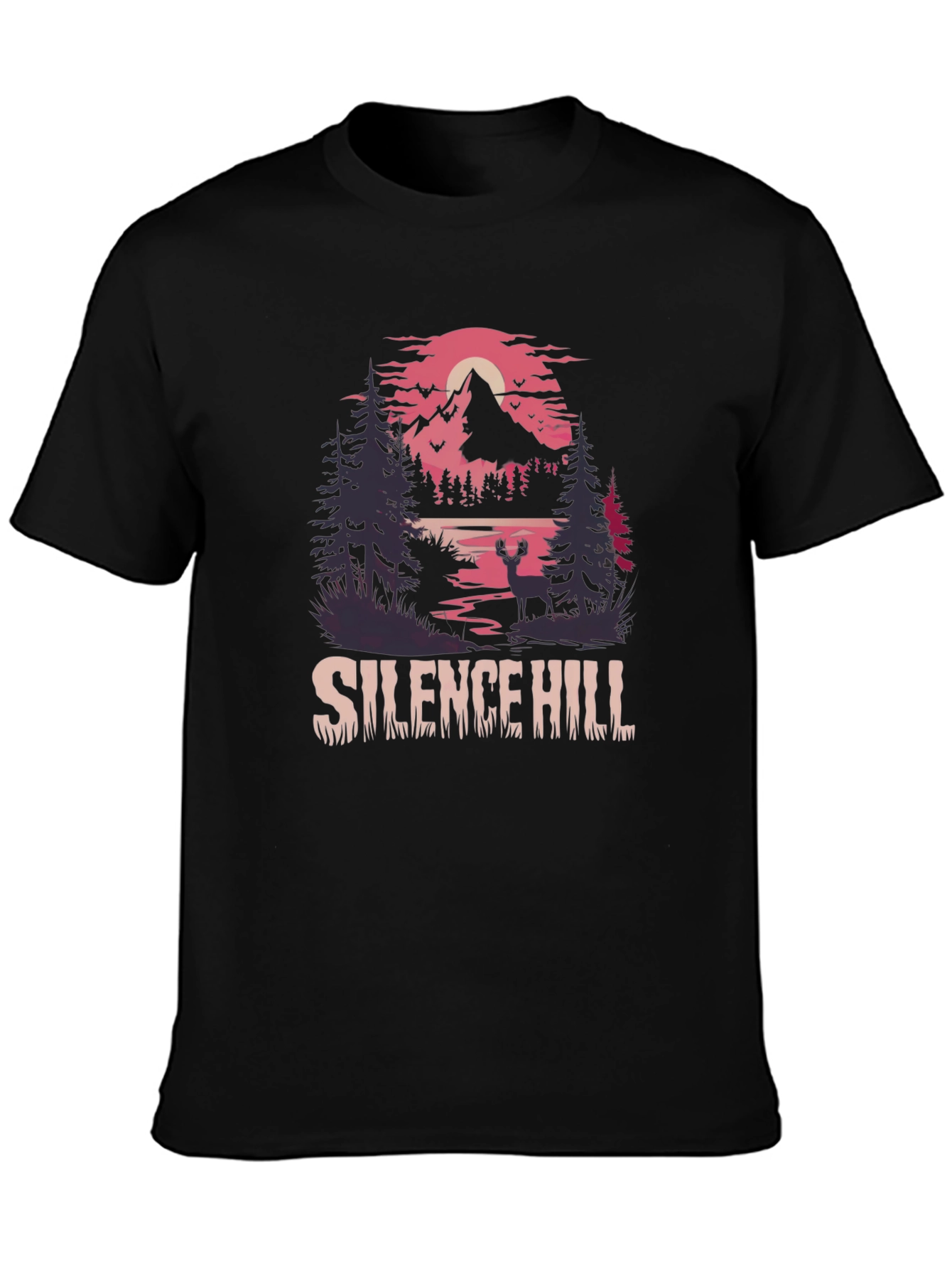 Camiseta Negra Silent Hill Estampada