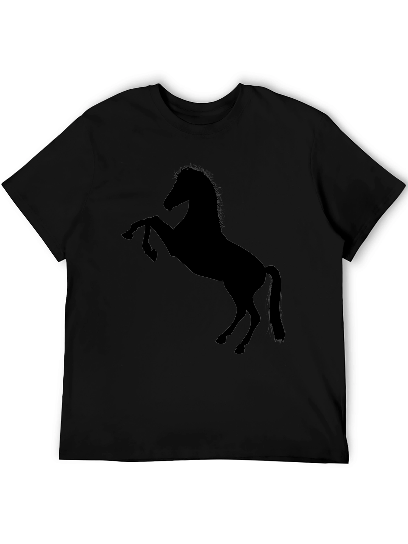 Camiseta Negra con Diseño de Caballo Salvaje