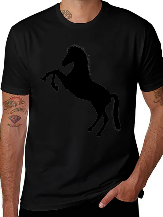 Camiseta Negra con Diseño de Caballo Salvaje