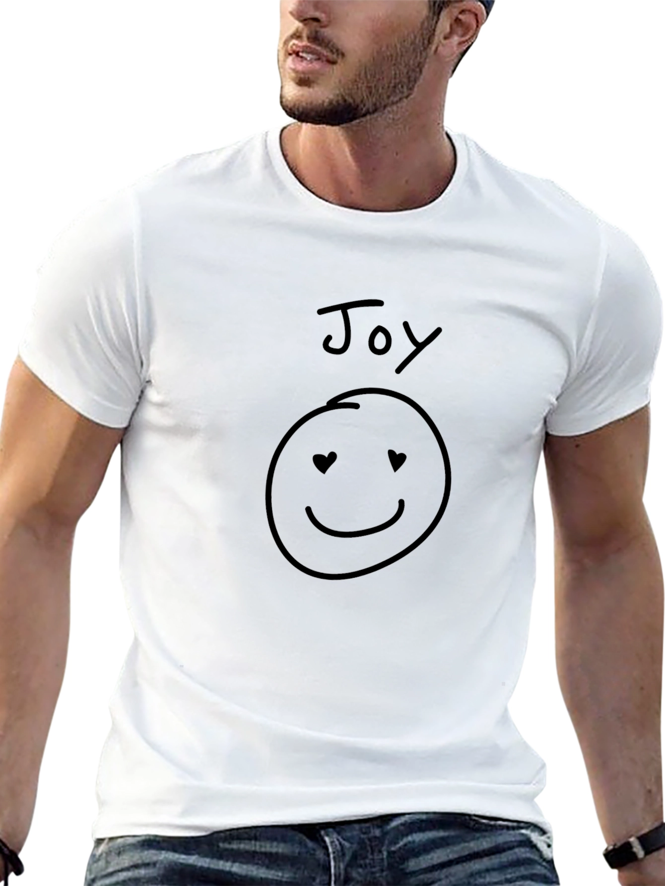 Camiseta Negra Estampada Joy con Smiley