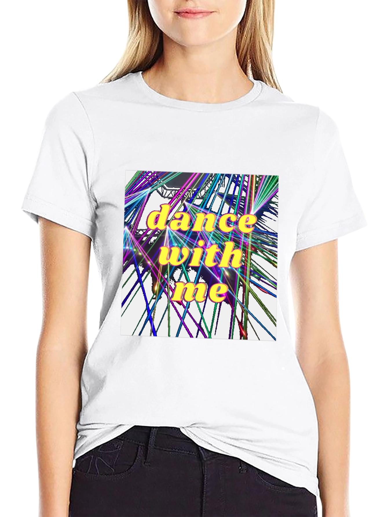 Camiseta Negra Dance With Me Diseño Abstracto