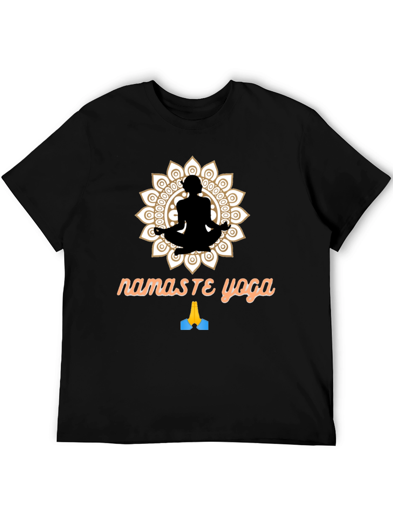 Camiseta Negra Namaste Yoga Diseño Mandala