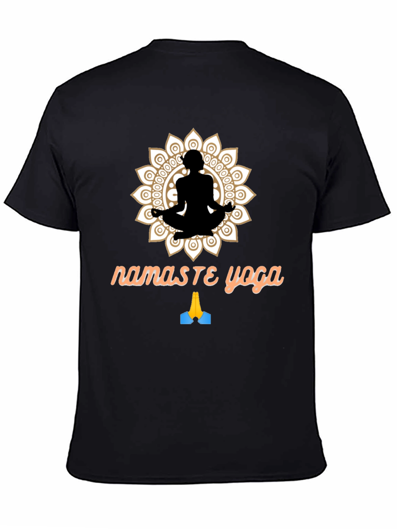 Camiseta Negra Namaste Yoga Diseño Mandala