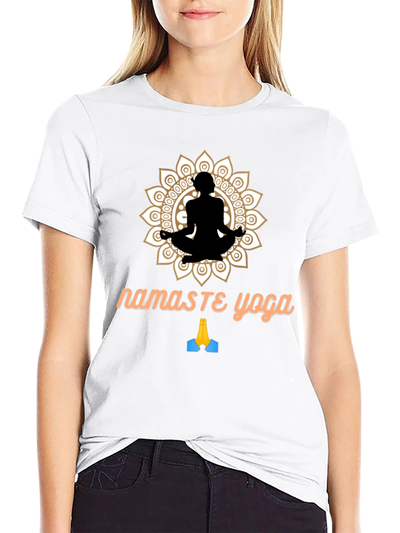 Camiseta Negra Namaste Yoga Diseño Mandala