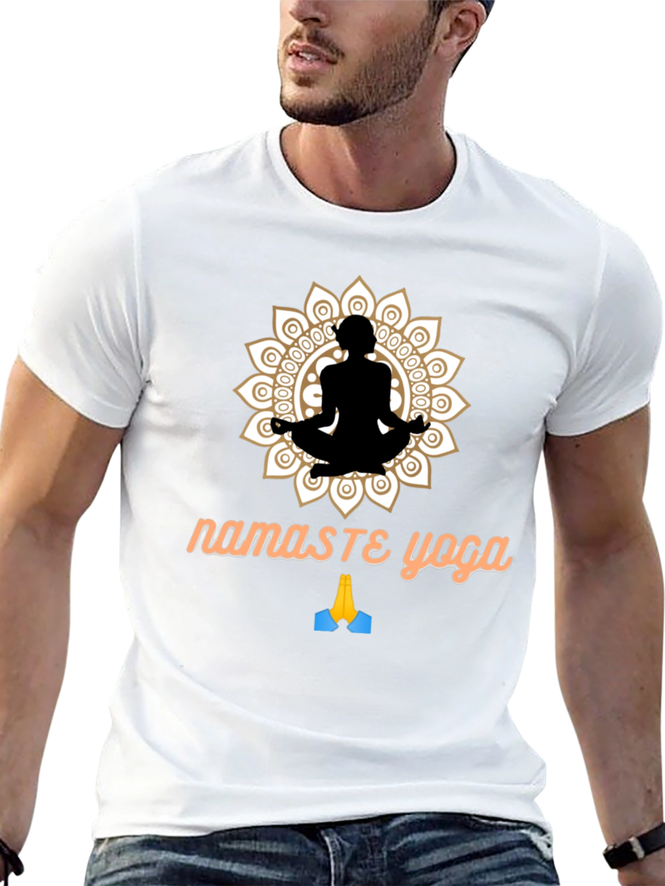 Camiseta Negra Namaste Yoga Diseño Mandala