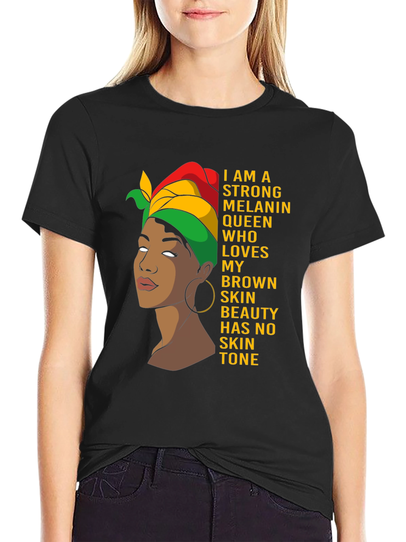 Camiseta Negra: Reina de Melanin Piel Morena Belleza