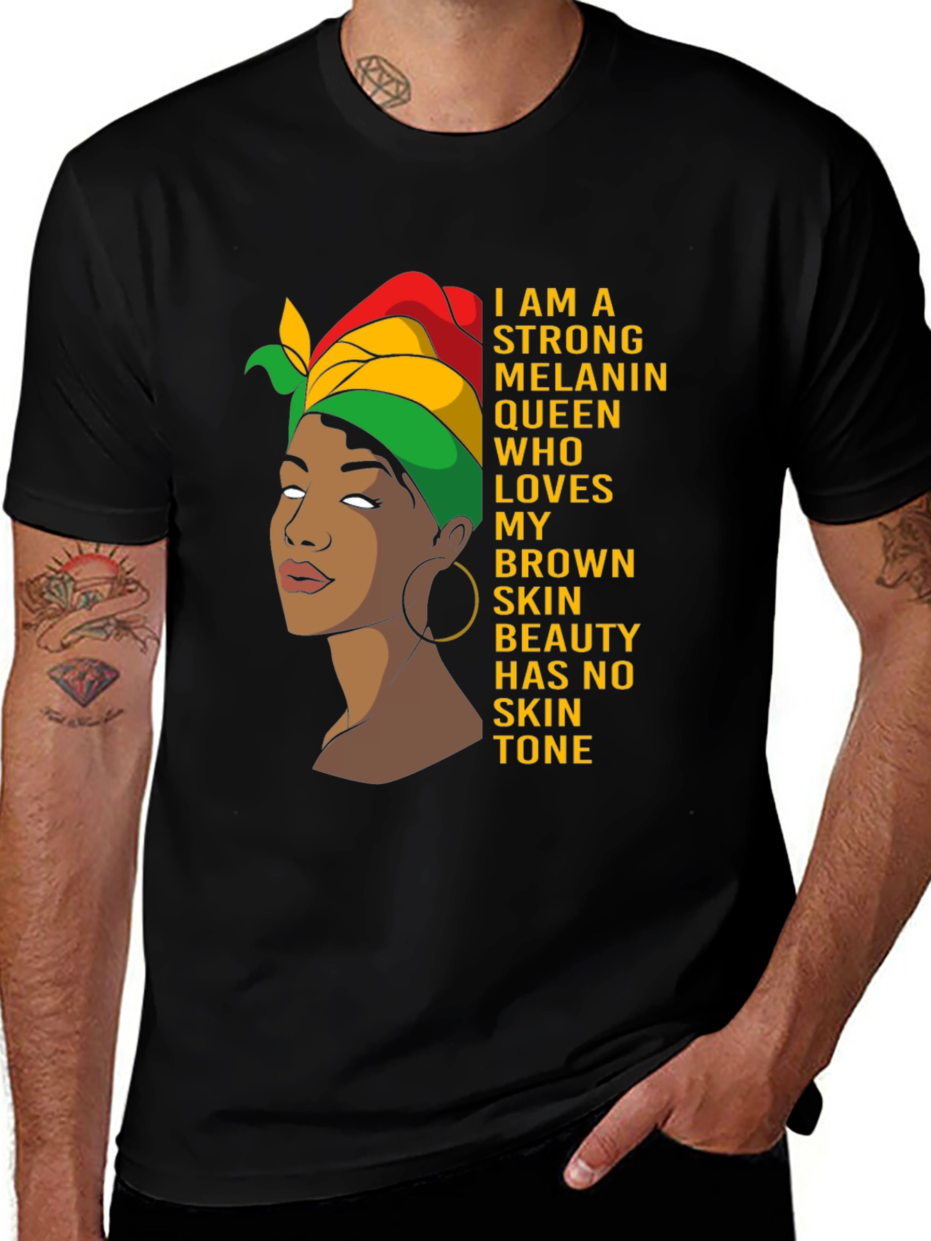 Camiseta Negra: Reina de Melanin Piel Morena Belleza