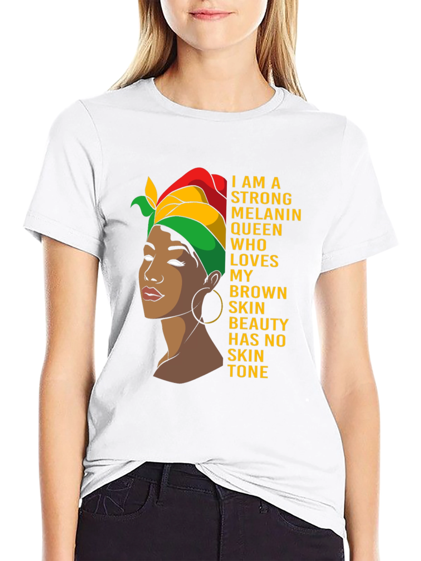 Camiseta Negra: Reina de Melanin Piel Morena Belleza
