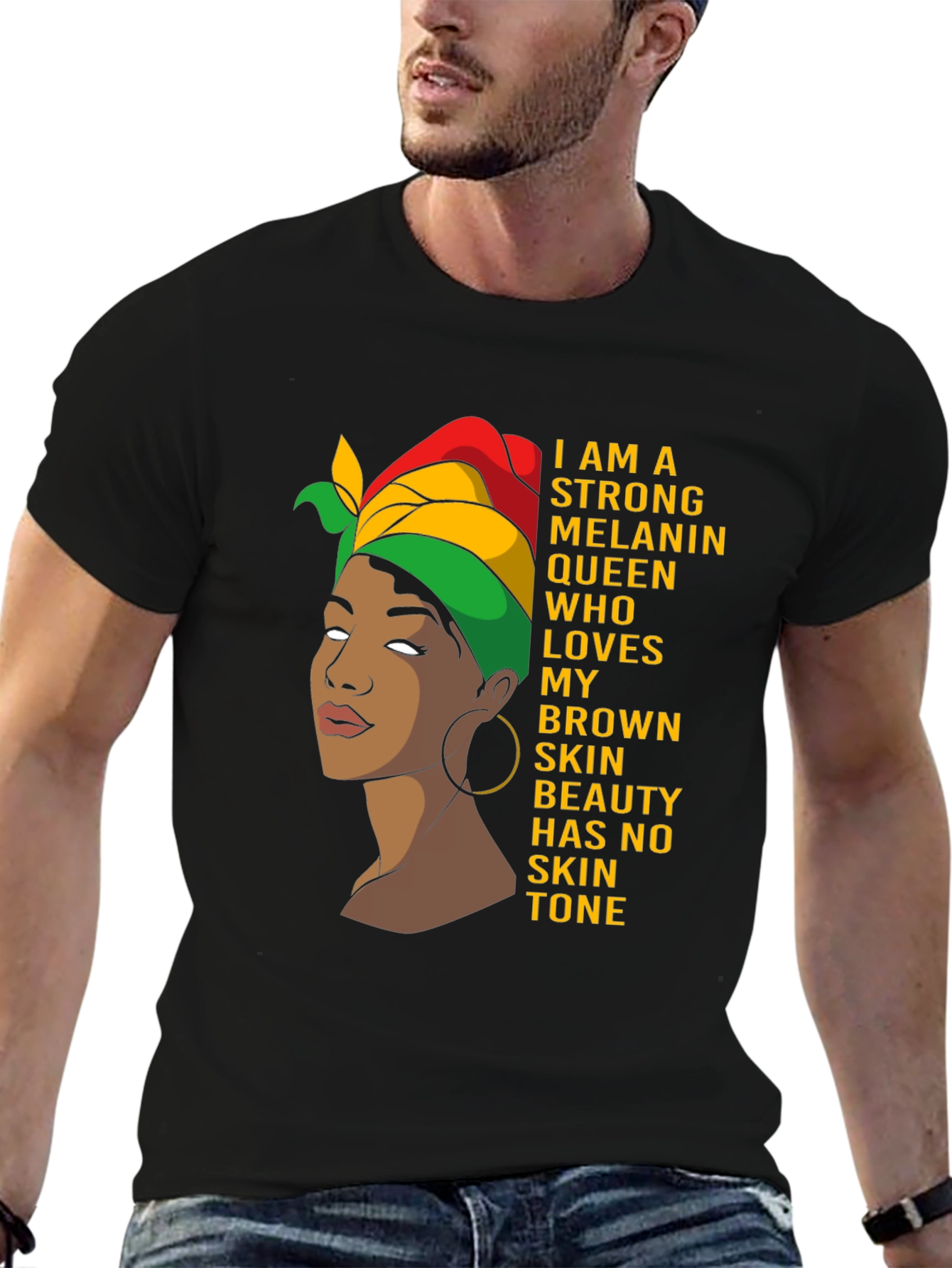 Camiseta Negra: Reina de Melanin Piel Morena Belleza