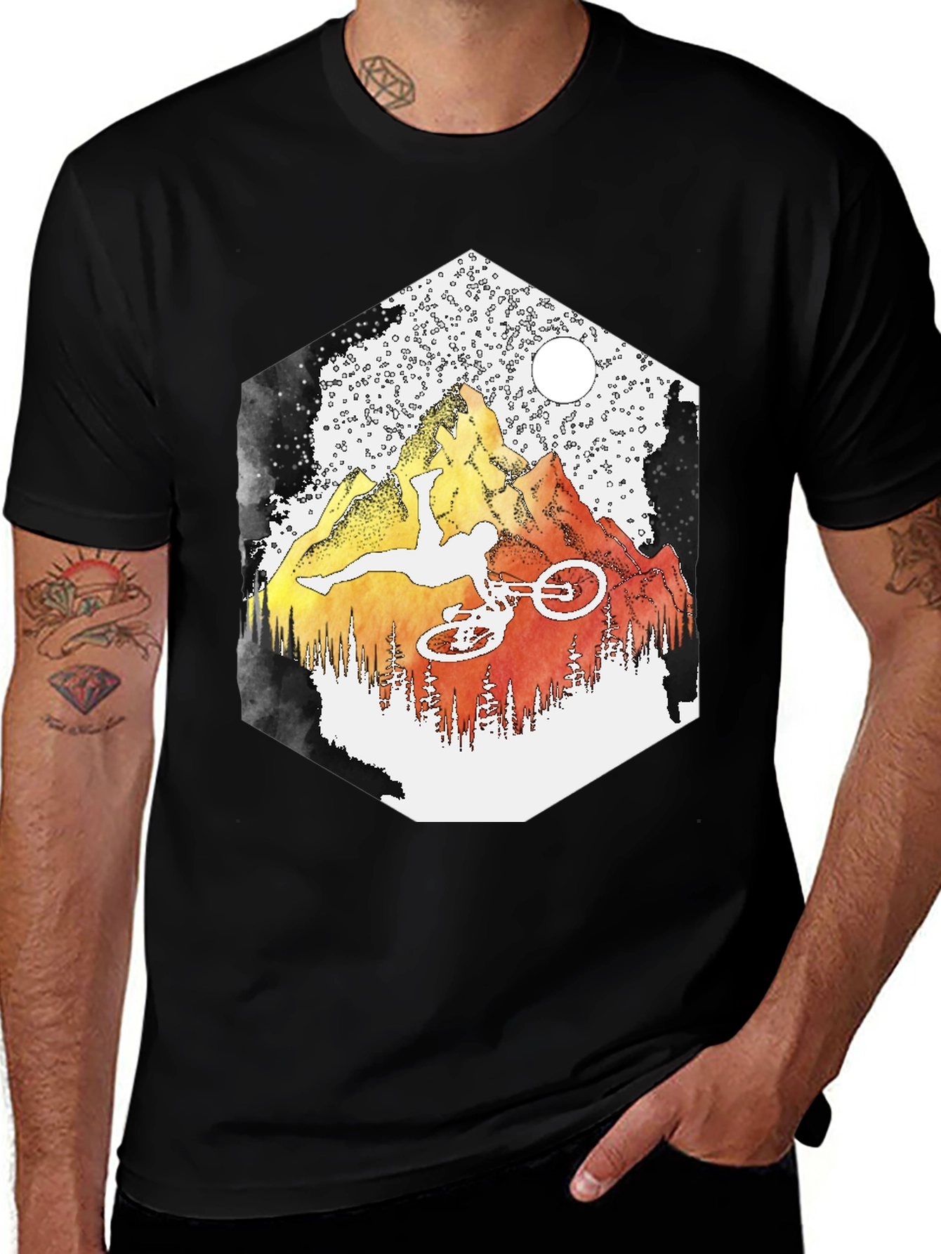 Camiseta Negra Montaña Bicicleta Extrema