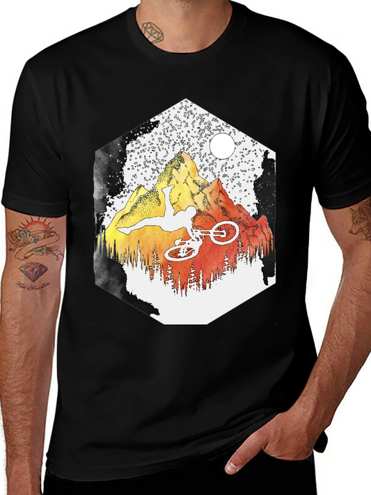 Camiseta Negra Montaña Bicicleta Extrema