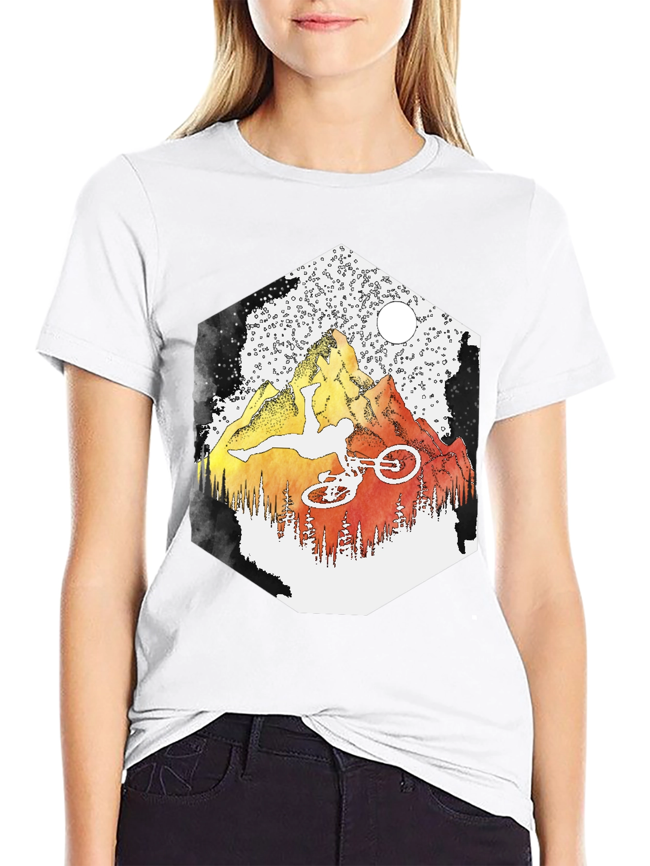 Camiseta Negra Montaña Bicicleta Extrema