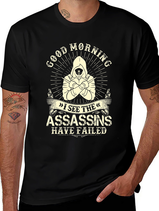 Camiseta negra con diseño Good Morning Assassins