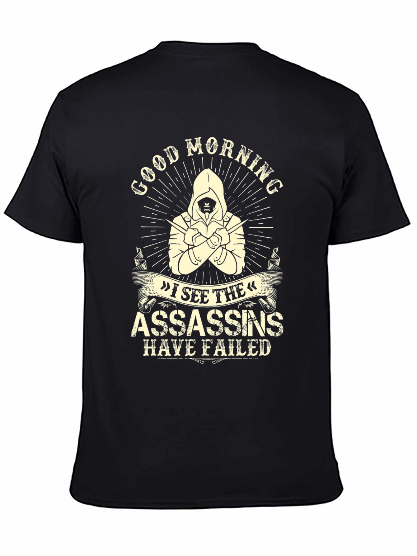 Camiseta negra con diseño Good Morning Assassins