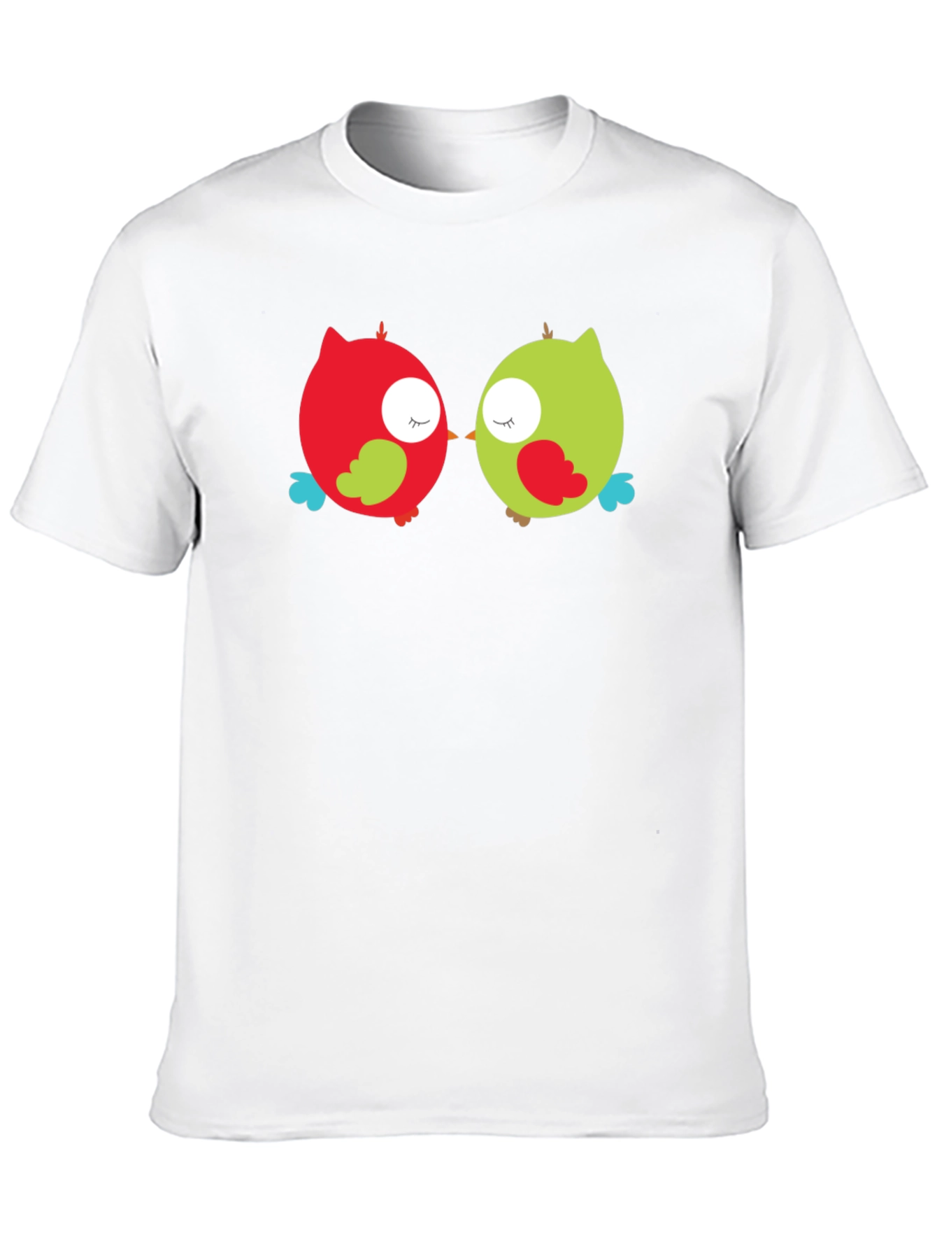 Camiseta Negra con Diseño de Búhos Enamorados