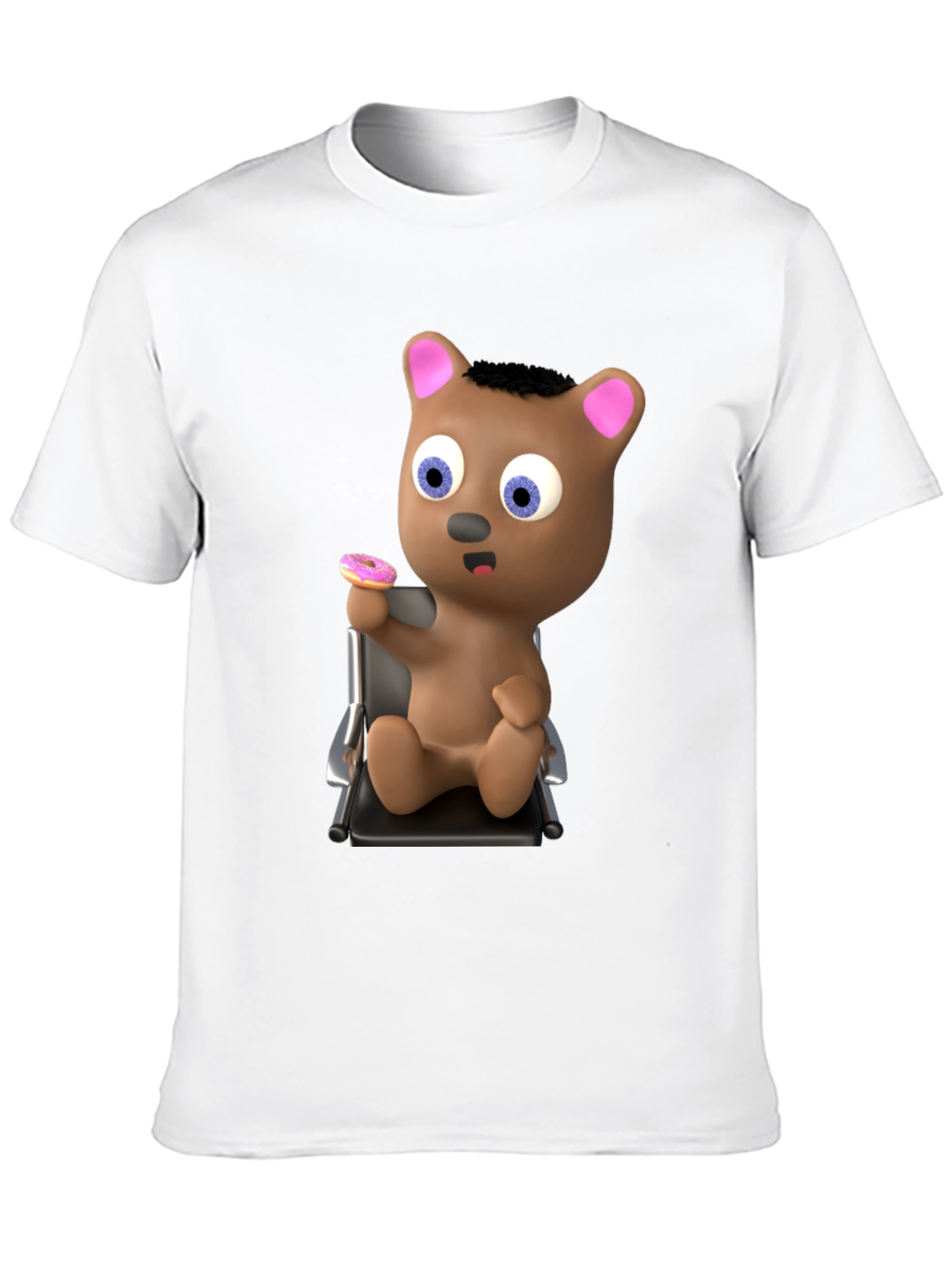 Camiseta Negra con Diseño de Oso y Donut