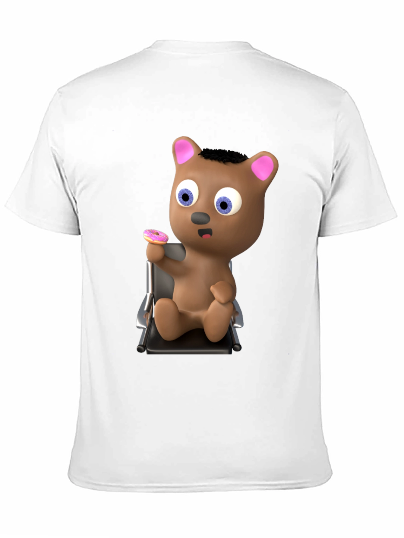 Camiseta Negra con Diseño de Oso y Donut
